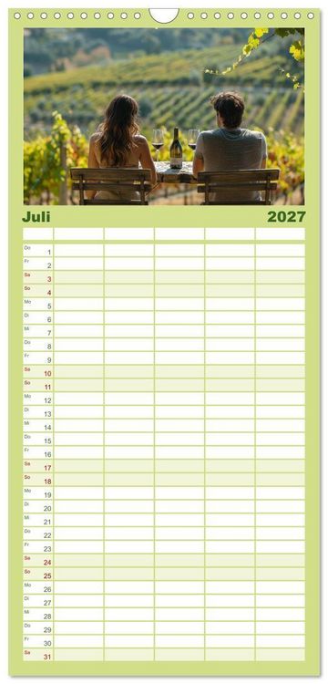 Produktbild: Familienplaner 2027 - Wein begeistert mit 5 Spalten (Wandkalender, 21 x 45 cm) CALVENDO