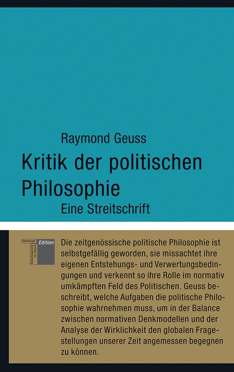 Bild vom Artikel Kritik der politischen Philosophie vom Autor Raymond Geuss