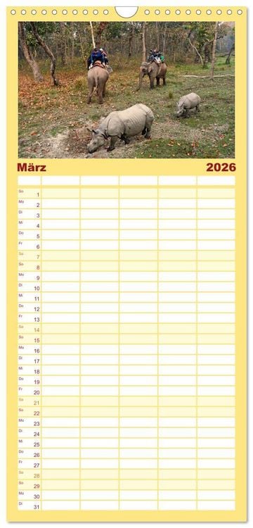 Produktbild: Familienplaner 2026 - Einzigartiges NEPAL mit 5 Spalten (Wandkalender, 21 x 45 cm) CALVENDO
