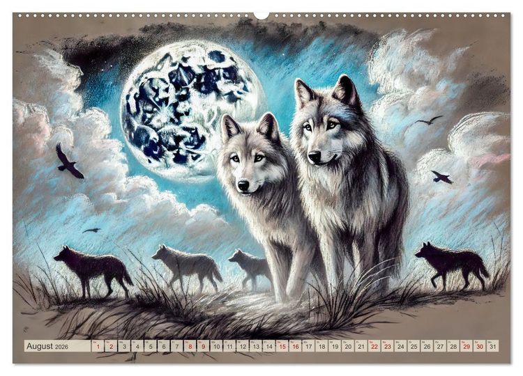 Produktbild: Die Eleganz der W&ouml;lfe - Mythische Begegnungen in der Natur (Wandkalender 2026 DIN A2 quer), CALVENDO Monatskalender