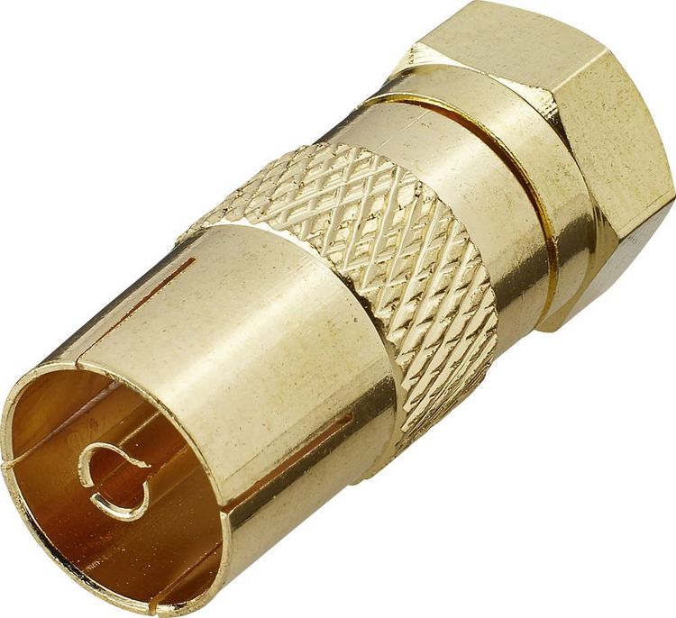 Produktbild: Renkforce RF-4196982 F-Koax-Adapter vergoldet Anschl&uuml;sse: F-Stecker, Koax-Buchse IEC 1St.