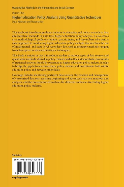 Produktbild: Higher Education Policy Analysis Using Quantitative Techniques