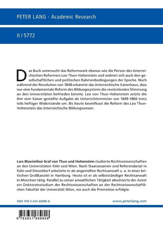 Produktbild: Bildungspolitik im Kaiserreich: Die Thun-Hohenstein&rsquo;sche Universit&auml;tsreform insbesondere am Beispiel der Juristenausbildung in &Ouml;sterreich