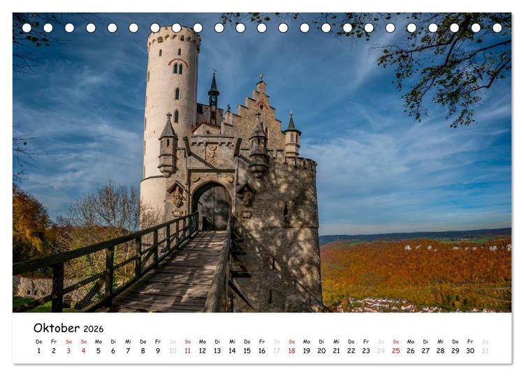 Produktbild: Schl&ouml;sser und G&auml;rten S&uuml;ddeutschland (Tischkalender 2026 DIN A5 quer), CALVENDO Monatskalender