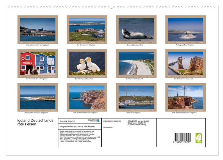 Produktbild: Helgoland,Deutschlands rote Felsen (hochwertiger Premium Wandkalender 2027 DIN A2 quer), Kunstdruck in Hochglanz
