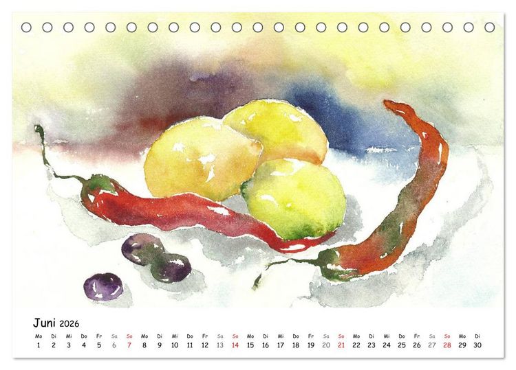Produktbild: Gem&uuml;se Aquarelle (Tischkalender 2026 DIN A5 quer), CALVENDO Monatskalender