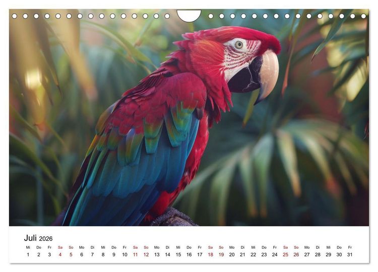 Produktbild: Papageien - Farbenfrohe Paradiesv&ouml;gel (Wandkalender 2026 DIN A4 quer), CALVENDO Monatskalender