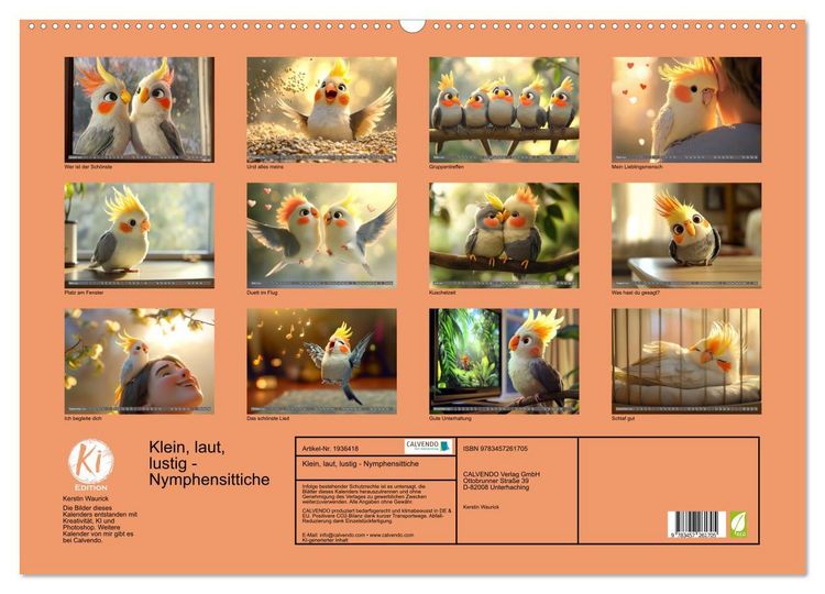 Produktbild: Klein, laut, lustig - Nymphensittiche (Wandkalender 2026 DIN A2 quer), CALVENDO Monatskalender