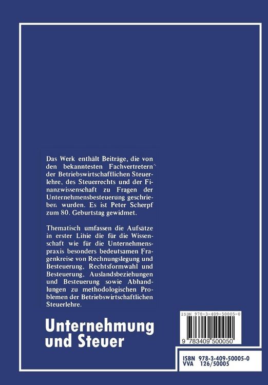Produktbild: Unternehmung und Steuer