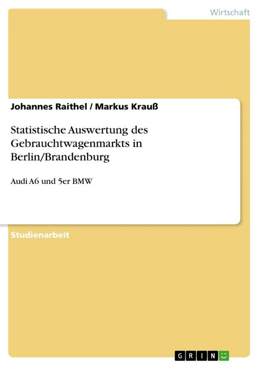 Produktbild: Statistische Auswertung des Gebrauchtwagenmarkts in Berlin/Brandenburg