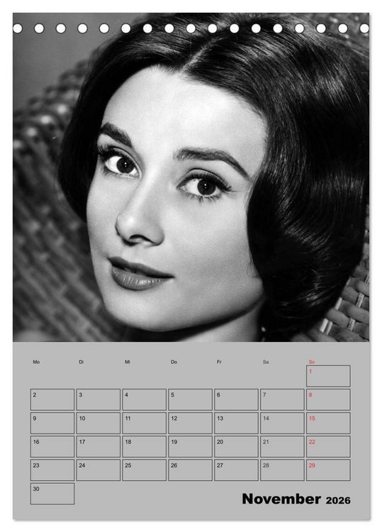 Produktbild: Hollywood-Diva. Audrey Hepburn (Tischkalender 2026 DIN A5 hoch), CALVENDO Monatskalender