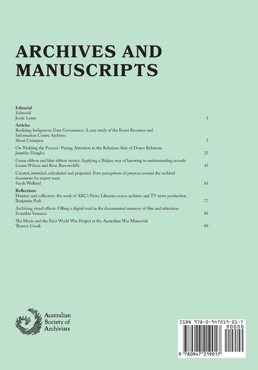 Produktbild: Archives and Manuscripts Vol. 50 No. 2