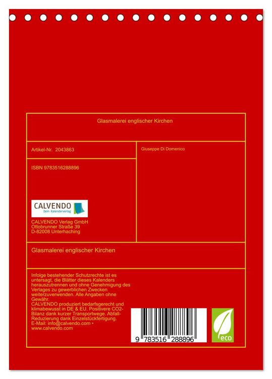 Produktbild: Glasmalerei englischer Kirchen (Tischkalender 2026 DIN A5 hoch), CALVENDO Monatskalender