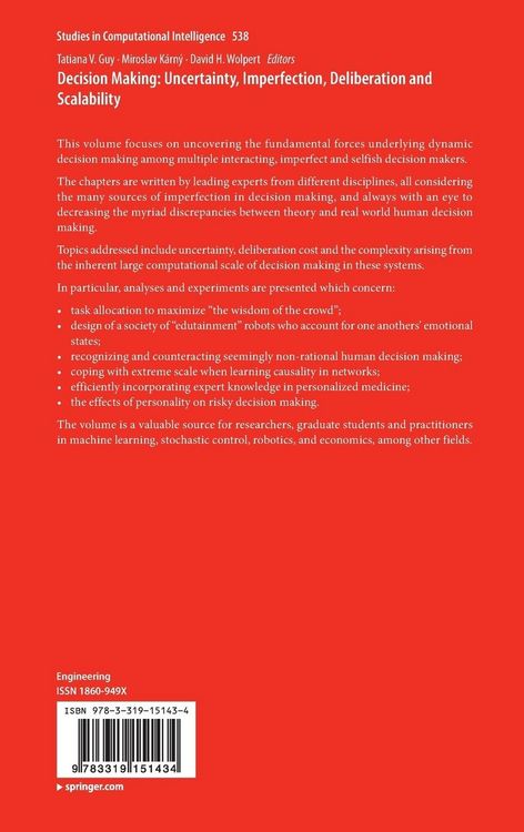Produktbild: Decision Making: Uncertainty, Imperfection, Deliberation and Scalability