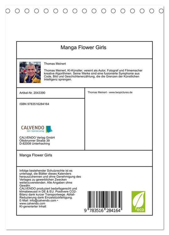 Produktbild: Manga Flower Girls (Tischkalender 2026 DIN A5 hoch), CALVENDO Monatskalender