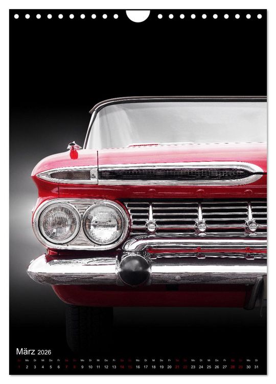 Produktbild: Amerikanische Autos aus den Jahren 1957 bis 1976 Frontansichten (Wandkalender 2026 DIN A4 hoch), CALVENDO Monatskalender