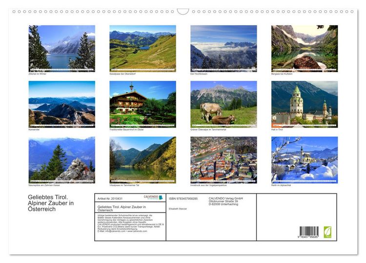 Produktbild: Geliebtes Tirol. Alpiner Zauber in &Ouml;sterreich (Wandkalender 2026 DIN A2 quer), CALVENDO Monatskalender