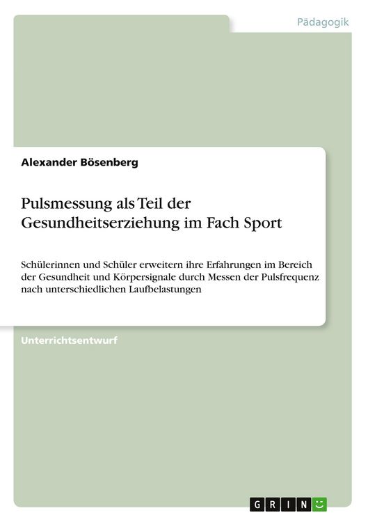 Produktbild: Pulsmessung als Teil der Gesundheitserziehung im Fach Sport