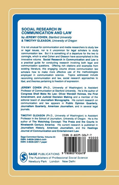 Produktbild: Social Research in Communication and Law