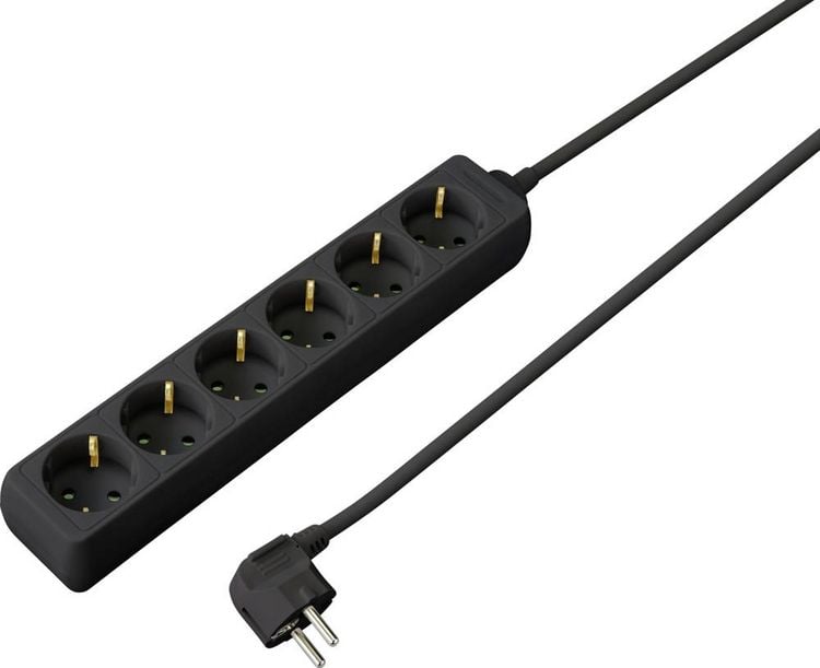 Produktbild: Sygonix SY-4890992 Steckdosenleiste 6fach Schwarz Schutzkontakt 1St.