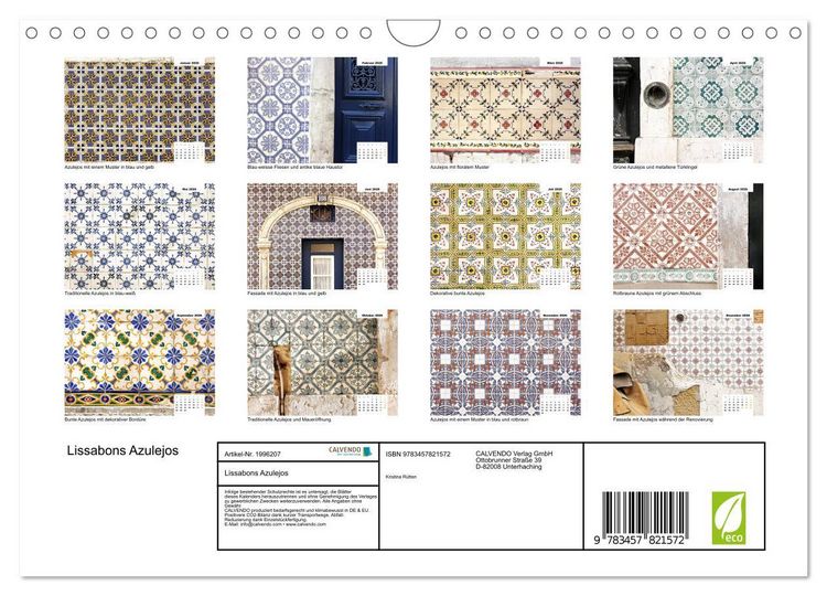 Produktbild: Lissabons Azulejos (Wandkalender 2026 DIN A4 quer), CALVENDO Monatskalender