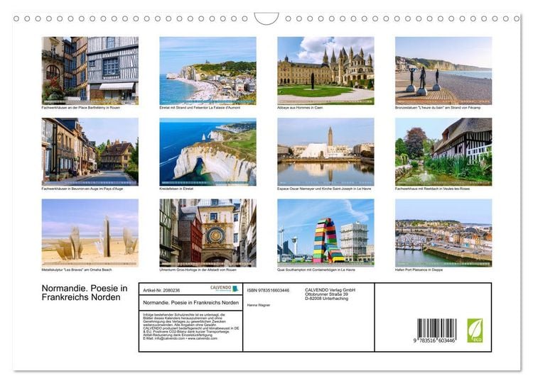 Produktbild: Normandie. Poesie in Frankreichs Norden (Wandkalender 2026 DIN A3 quer), CALVENDO Monatskalender