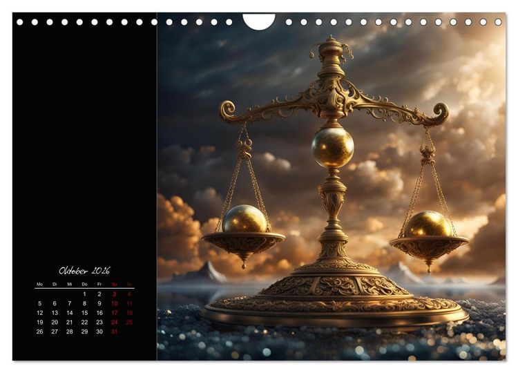 Produktbild: KI Tierkreiszeichen (Wandkalender 2026 DIN A4 quer), CALVENDO Monatskalender