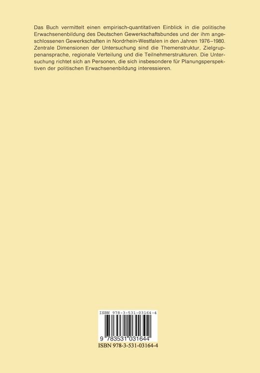 Produktbild: Politische Erwachsenenbildung der Gewerkschaften in Nordrhein-Westfalen 1976 &ndash; 1980
