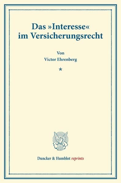 Produktbild: Das "Interesse" im Versicherungsrecht.
