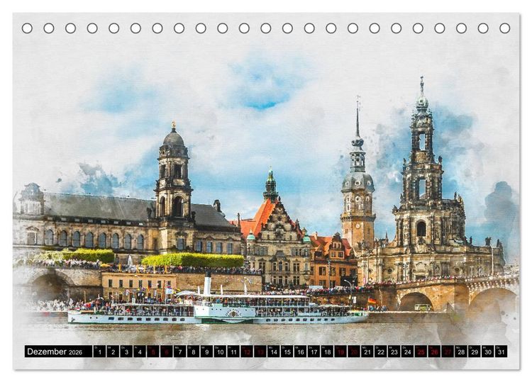 Produktbild: S&auml;chsische Dampfer Aquarelle (Tischkalender 2026 DIN A5 quer), CALVENDO Monatskalender