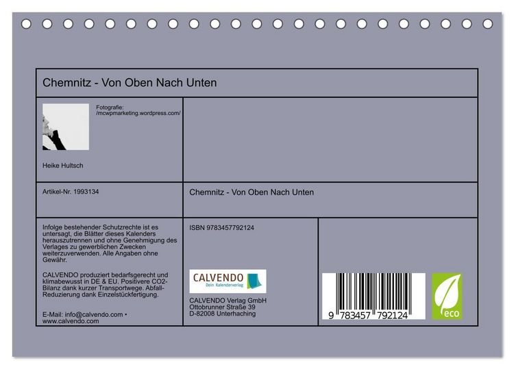 Produktbild: Chemnitz - Von Oben Nach Unten (Tischkalender 2026 DIN A5 quer), CALVENDO Monatskalender