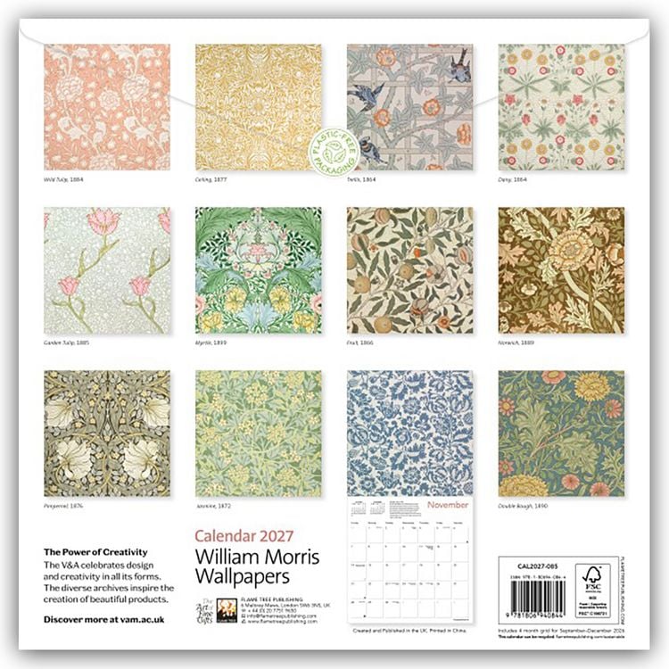 Produktbild: William Morris Wallpapers &ndash; Tapetendesign 2027 &ndash; Original Flame Tree Publishing-Kalender [Kalender]