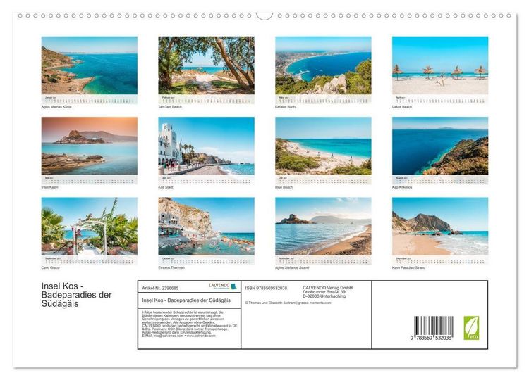 Produktbild: Insel Kos - Badeparadies der S&uuml;d&auml;g&auml;is (Wandkalender 2027 DIN A2 quer), CALVENDO Monatskalender