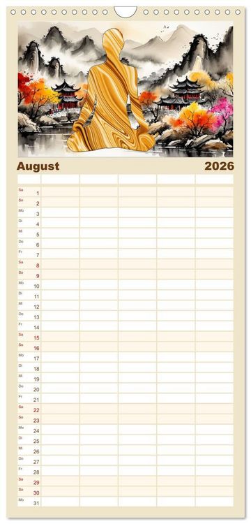 Produktbild: Familienplaner 2026 - YOGA - Harmonie von K&ouml;rper, Geist und Seele mit 5 Spalten (Wandkalender, 21 x 45 cm) CALVENDO