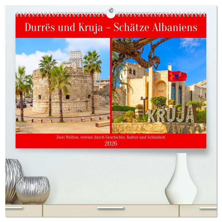 Produktbild: Durr&euml;s und Kruja &ndash; Sch&auml;tze Albaniens (hochwertiger Premium Wandkalender 2026 DIN A2 quer), Kunstdruck in Hochglanz