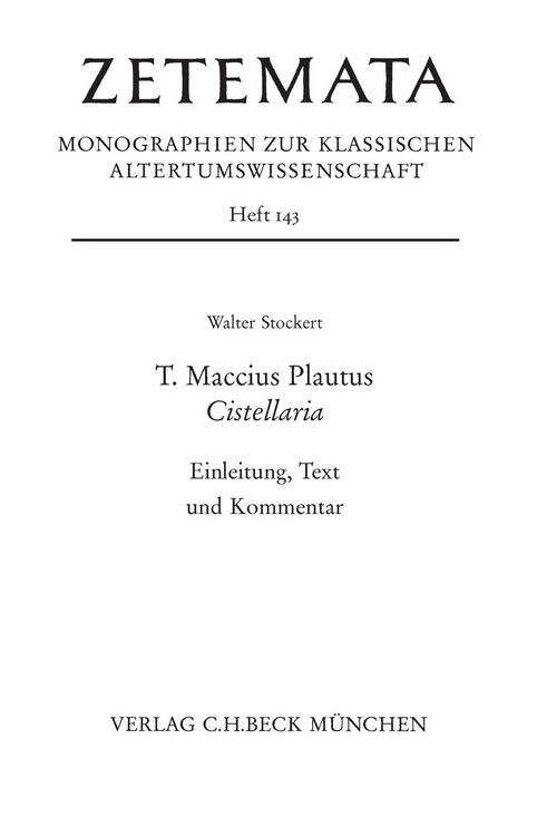 Produktbild: T. Maccius Plautus. Cistellaria