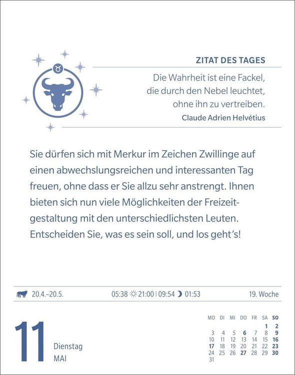 Produktbild: Stier Sternzeichenkalender 2027 - Tagesabrei&szlig;kalender - Ihr Horoskop f&uuml;r jeden Tag