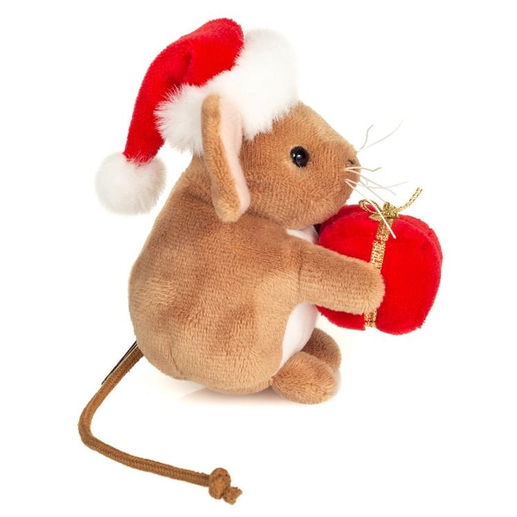 Produktbild: Teddy Hermann 94621 - Weihnachtsmaus mit Geschenk, Pl&uuml;sch, 11 cm