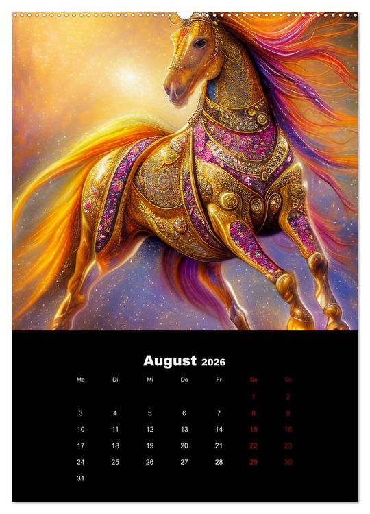 Produktbild: Pferde im goldenen Kleid (Wandkalender 2026 DIN A2 hoch), CALVENDO Monatskalender