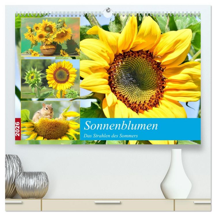 Produktbild: Sonnenblumen. Das Strahlen des Sommers (hochwertiger Premium Wandkalender 2026 DIN A2 quer), Kunstdruck in Hochglanz