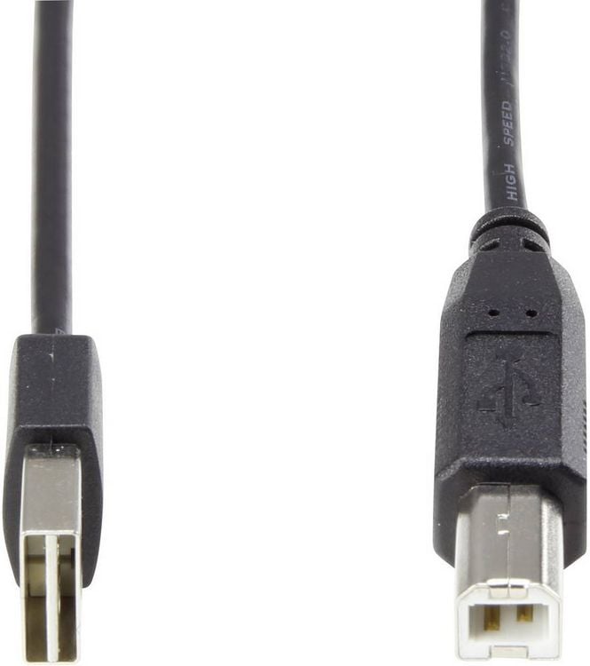 Produktbild: Renkforce USB-Kabel USB 2.0 USB-A Stecker, USB-B Stecker 1.80 m Schwarz beidseitig verwendbarer Stecker, vergoldete Steckkontakte RF-4078644