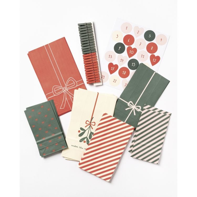 Produktbild: Folia Bastelset Adventskalender Bowtiful Christmas 72 Teile