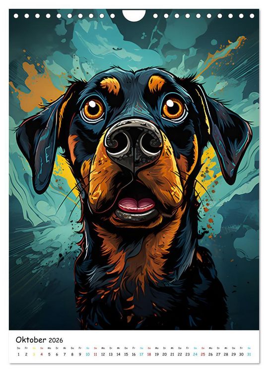 Produktbild: Crazy Dogs Bekannte Hunderassen im Comicstyle (Wandkalender 2026 DIN A4 hoch), CALVENDO Monatskalender