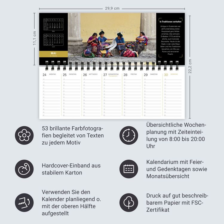 Produktbild: Eine Reise um die Welt Premium-Tischplaner 2027 - Wochenkalender mit 53 Fotografien