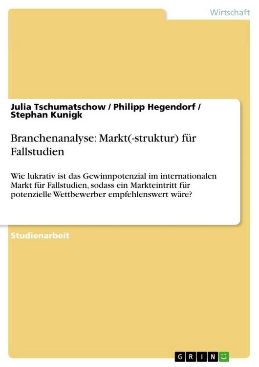 Produktbild: Branchenanalyse: Markt(-struktur) f&uuml;r Fallstudien