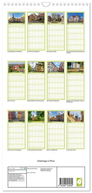 Produktbild: Familienplaner 2027 - Unterwegs in Pirna mit 5 Spalten (Wandkalender, 21 x 45 cm) CALVENDO