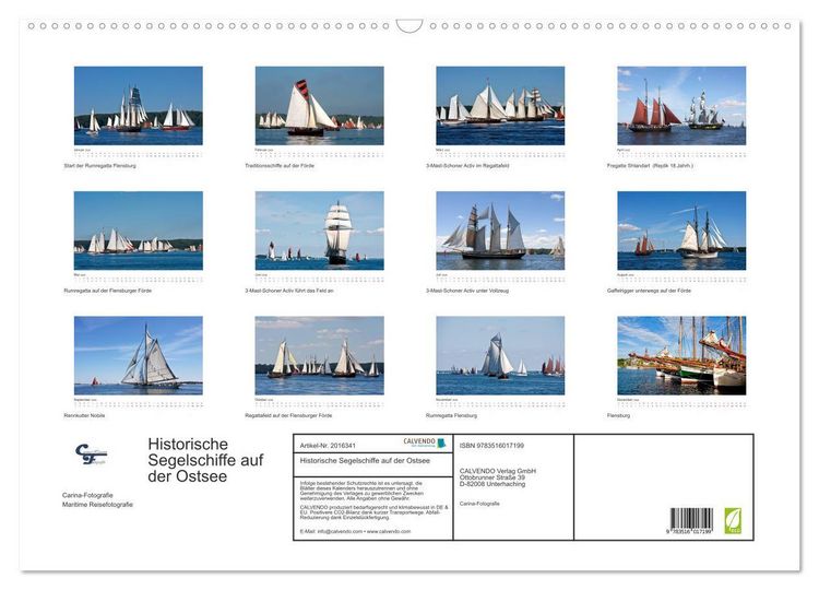 Produktbild: Historische Segelschiffe auf der Ostsee (Wandkalender 2026 DIN A2 quer), CALVENDO Monatskalender