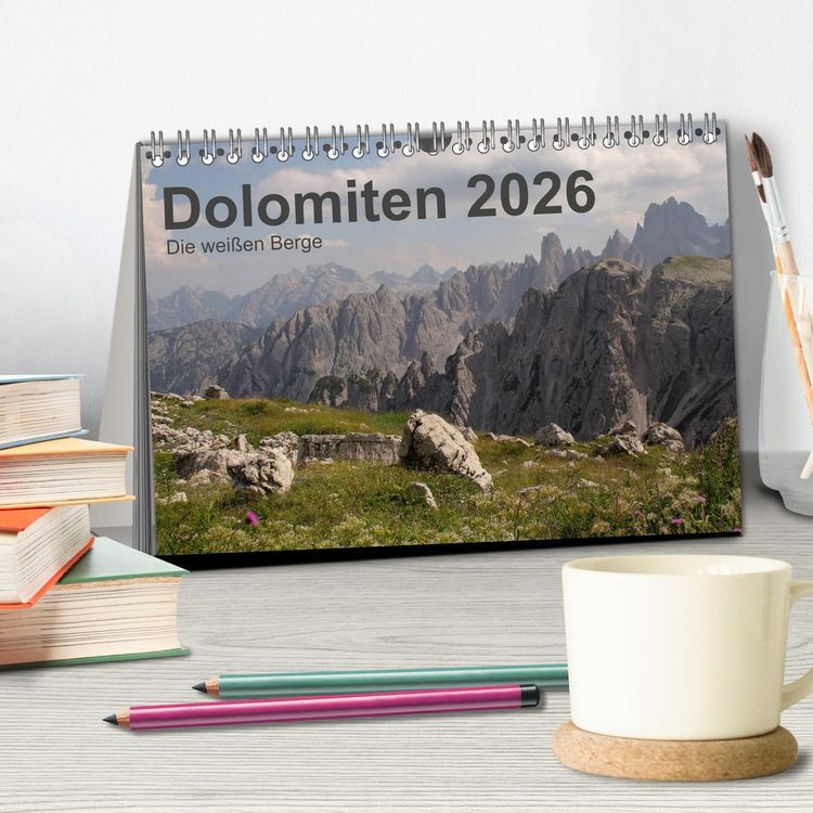 Produktbild: Dolomiten 2026 - Die wei&szlig;en Berge (Tischkalender 2026 DIN A5 quer), CALVENDO Monatskalender