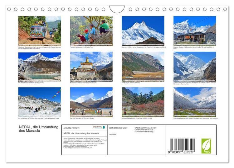 Produktbild: NEPAL, die Umrundung des Manaslu (Wandkalender 2026 DIN A4 quer), CALVENDO Monatskalender