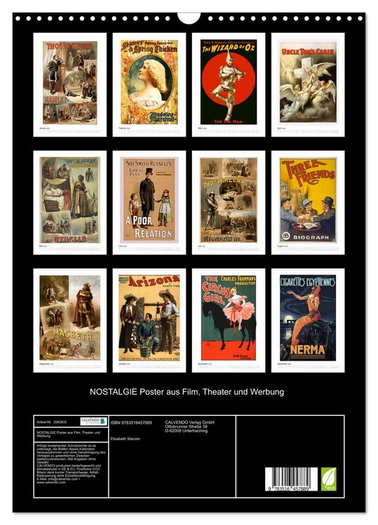 Produktbild: NOSTALGIE Poster aus Film, Theater und Werbung (Wandkalender 2026 DIN A3 hoch), CALVENDO Monatskalender